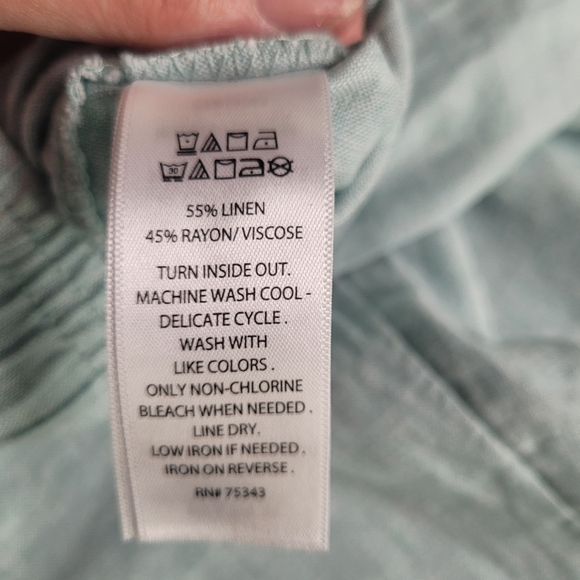 Cynthia Rowley Baby Blue Linen Blend Cropped Pullon Pants Women's Size Large - Picture 8 of 11